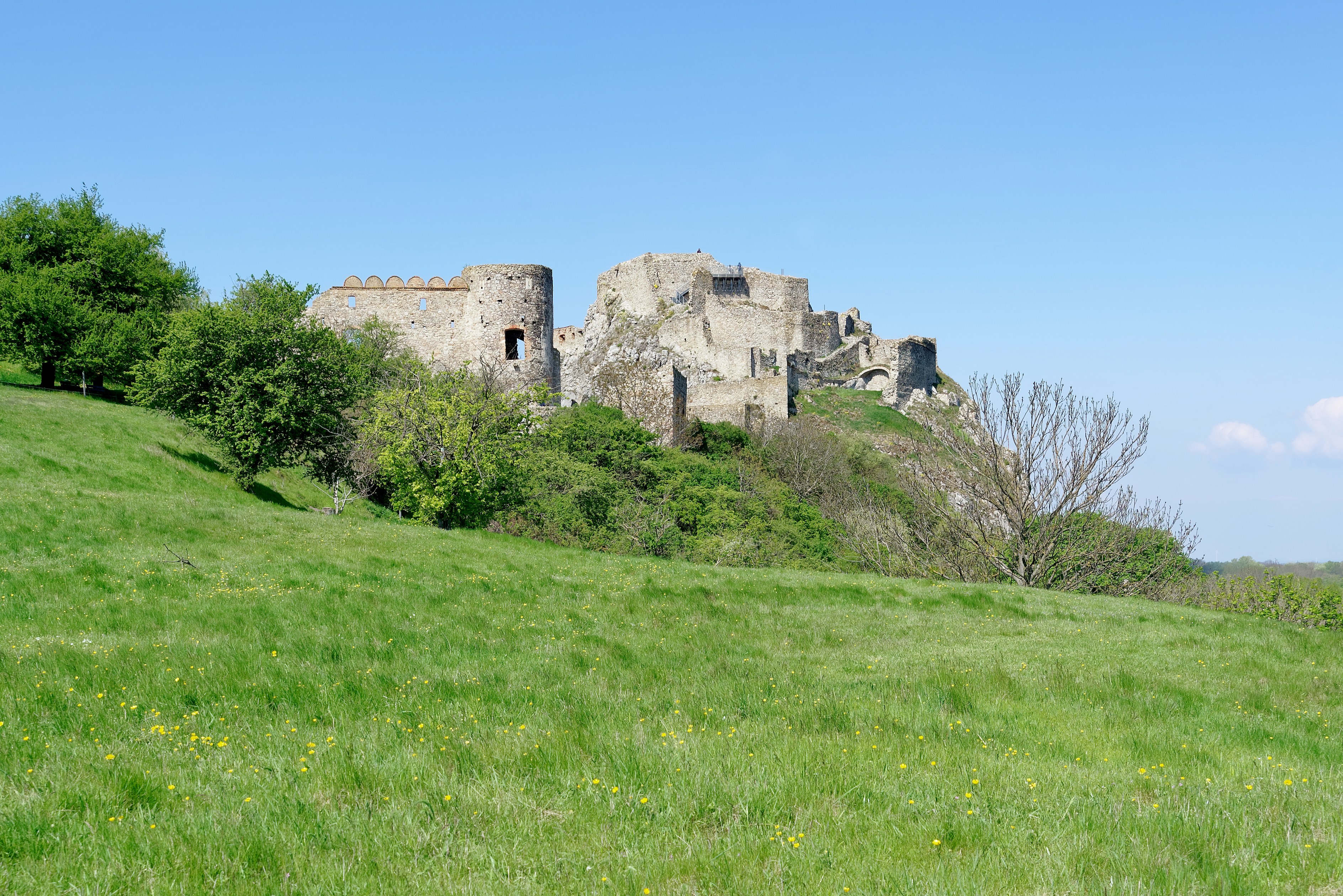Devin Castle on the rock above the confluence of Morava and Danube