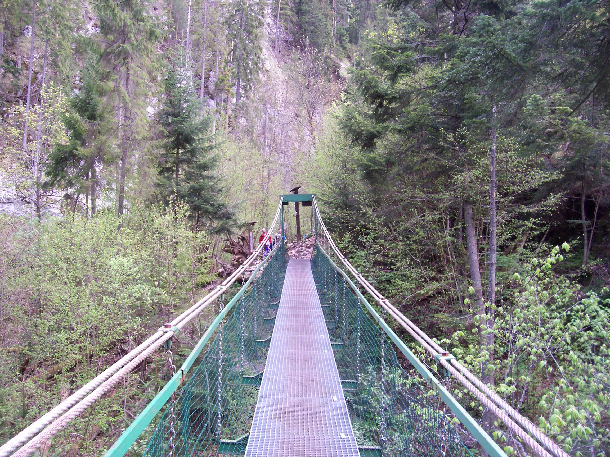 Hornad gorge in Slovak Paradise, a hanging walkway over the river